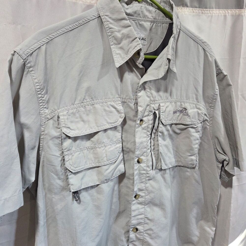 Natural Gear Fishing Performance Utility Mens Sz M SS Button Up Vented Sierra